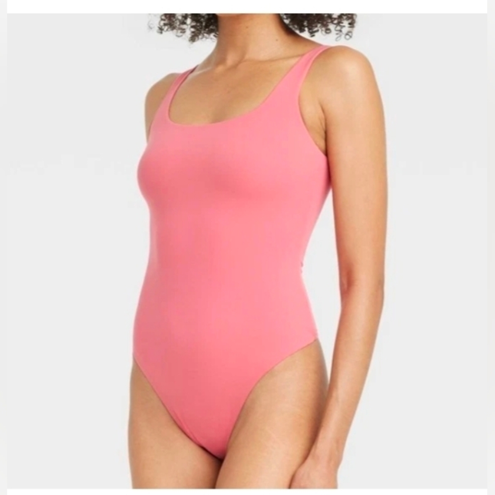 Auden Women's 4-Way Stretch Thong Tank Bodysuit Coral Pink